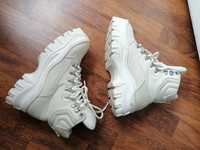 MSGM Кожаные ботинки кросcовки кожа Белые женские 37 размер крутые