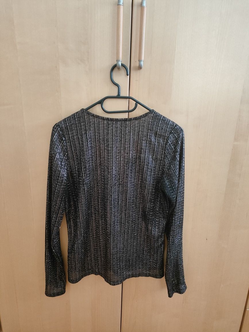 Czarno-złota elegancka bluzka z długim rękawem - Reserved