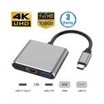 Hub 3w1 do HDMI USB 3.0 PD Adapter USB-C 3.1 - Smartfon Laptop MacBook