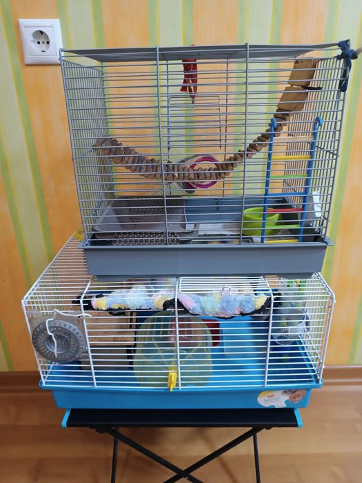 Двойная Клетка для грызунов хомяков крыс с лотком.Общяя высота: 56,7см