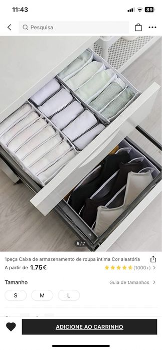 Organizadores de roupa para gavetas