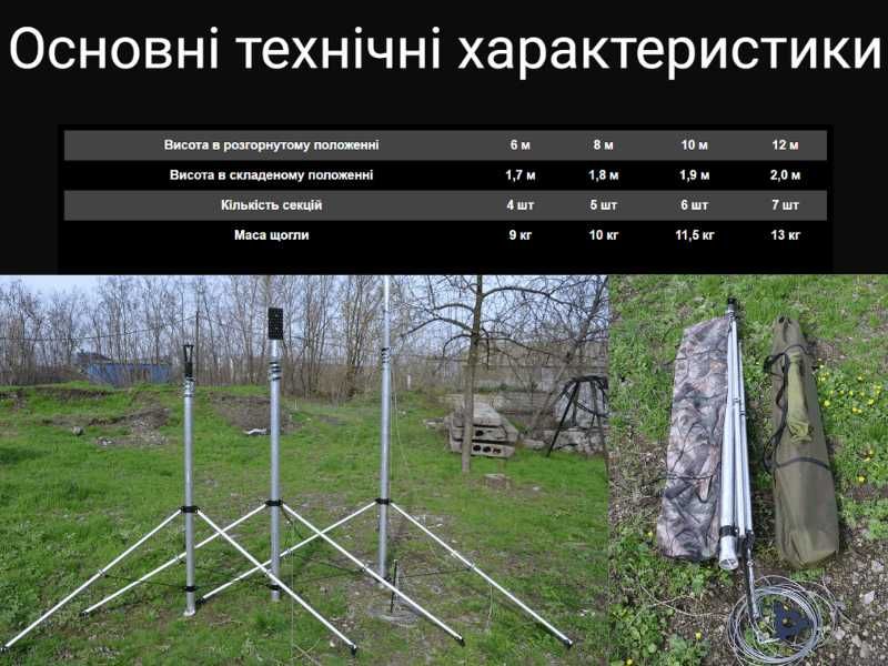 В Наявнсті Щогла 10 м телескопічна для антен : мачта для fpv дрон