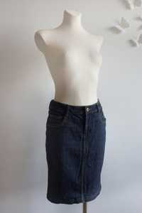 Klasyczna jeansowa spódnica midi przed kolano S