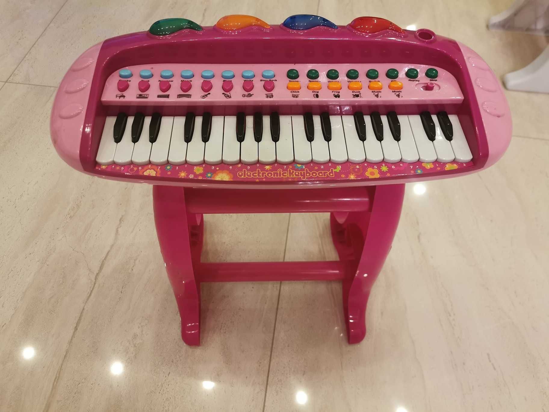 Pianino Pianinko Organy Keybord Dla Dzieci Różowe