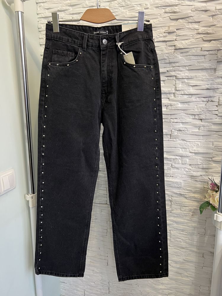 Джинси палаццо трубы прямые джинсы черные женские Cropp 38 размер