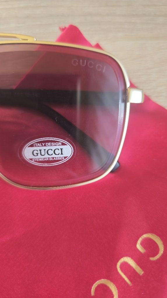 Nowe z metka okulary Gucci złote  metalowe oprawki