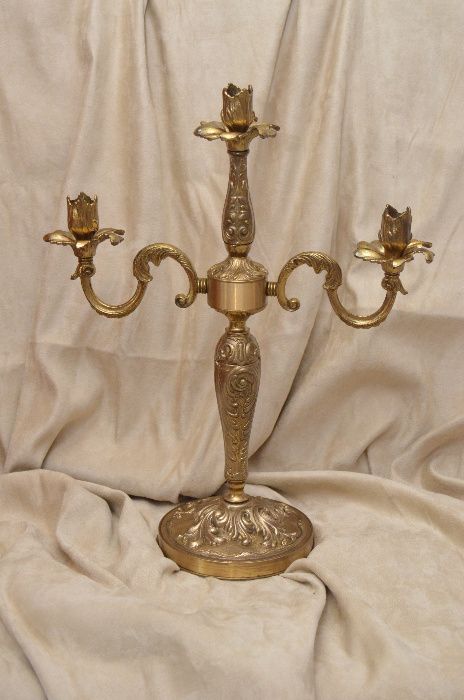 Świecznik mosiężny na 3 świece