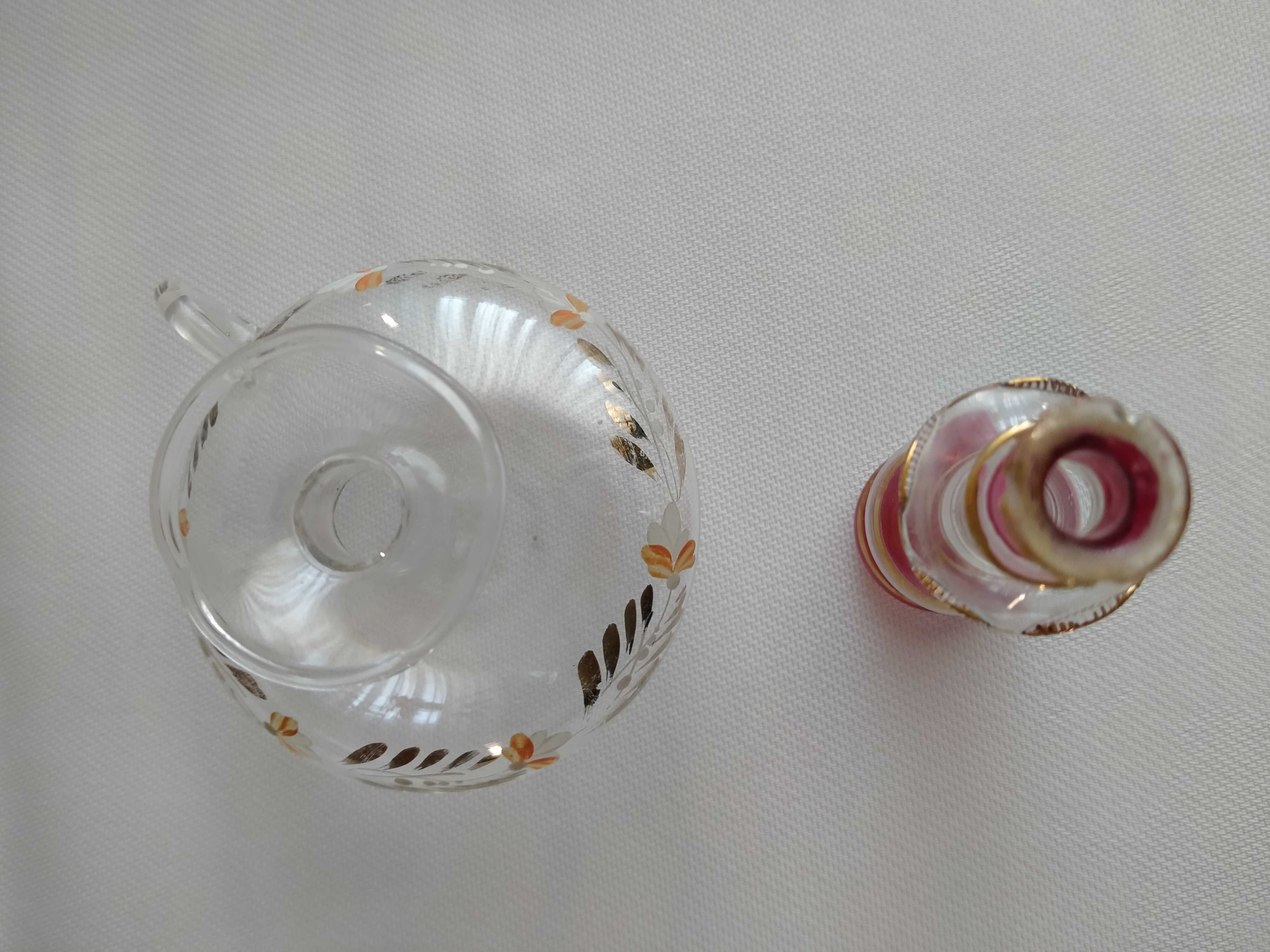 STARE flakoniki  karafki 2 szt. miniatury orientalne ręcznie malowane