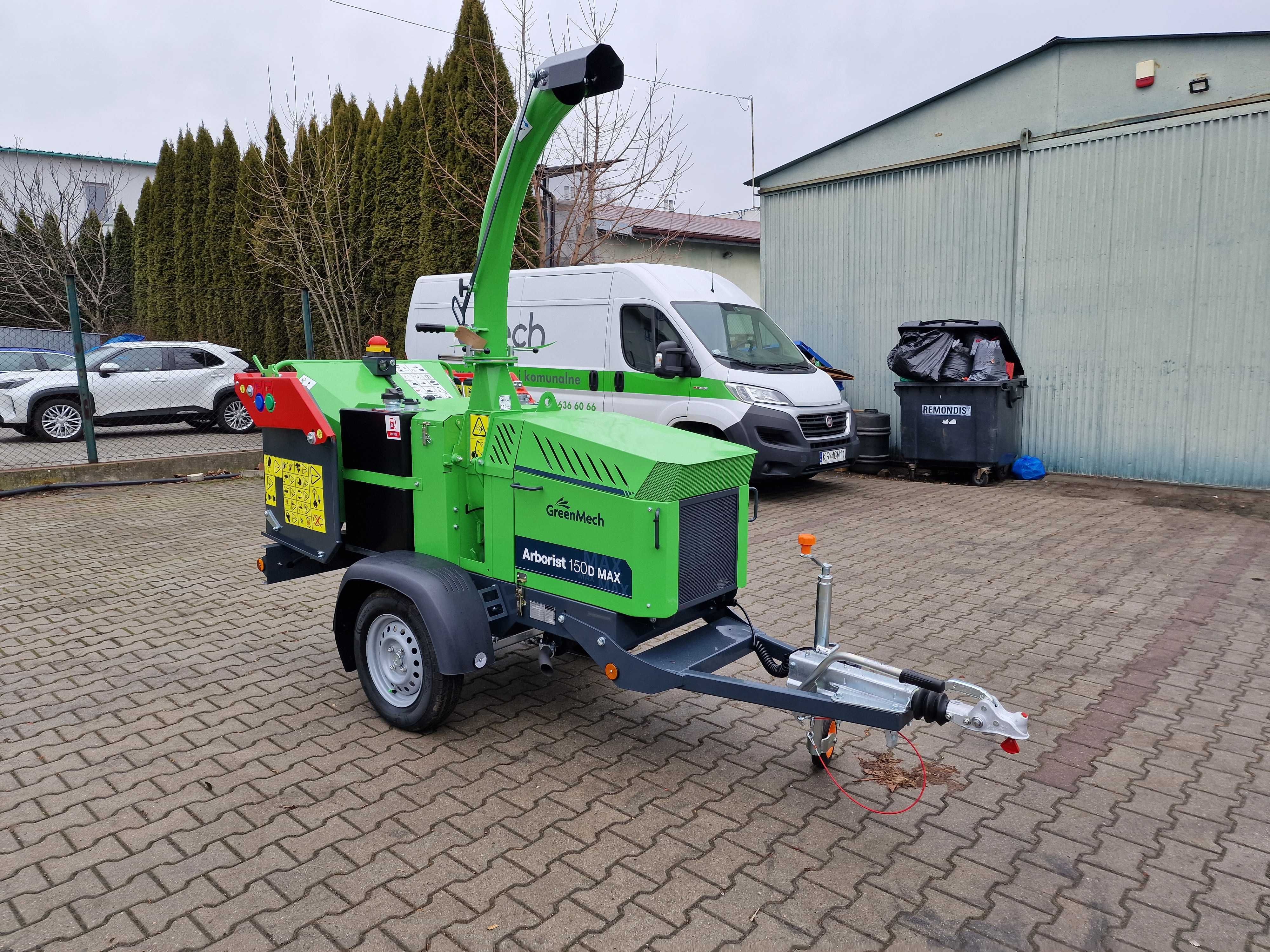 Rębak GreenMech Arborist 150Dmax,cena brutto 23%,Kubota 25 KM, 750 kg