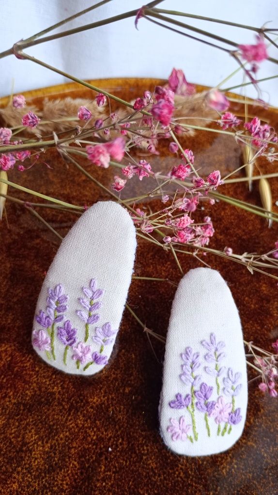 Haftowana biżuteria - ręcznie robione spinki do włosów (pyki) handmade