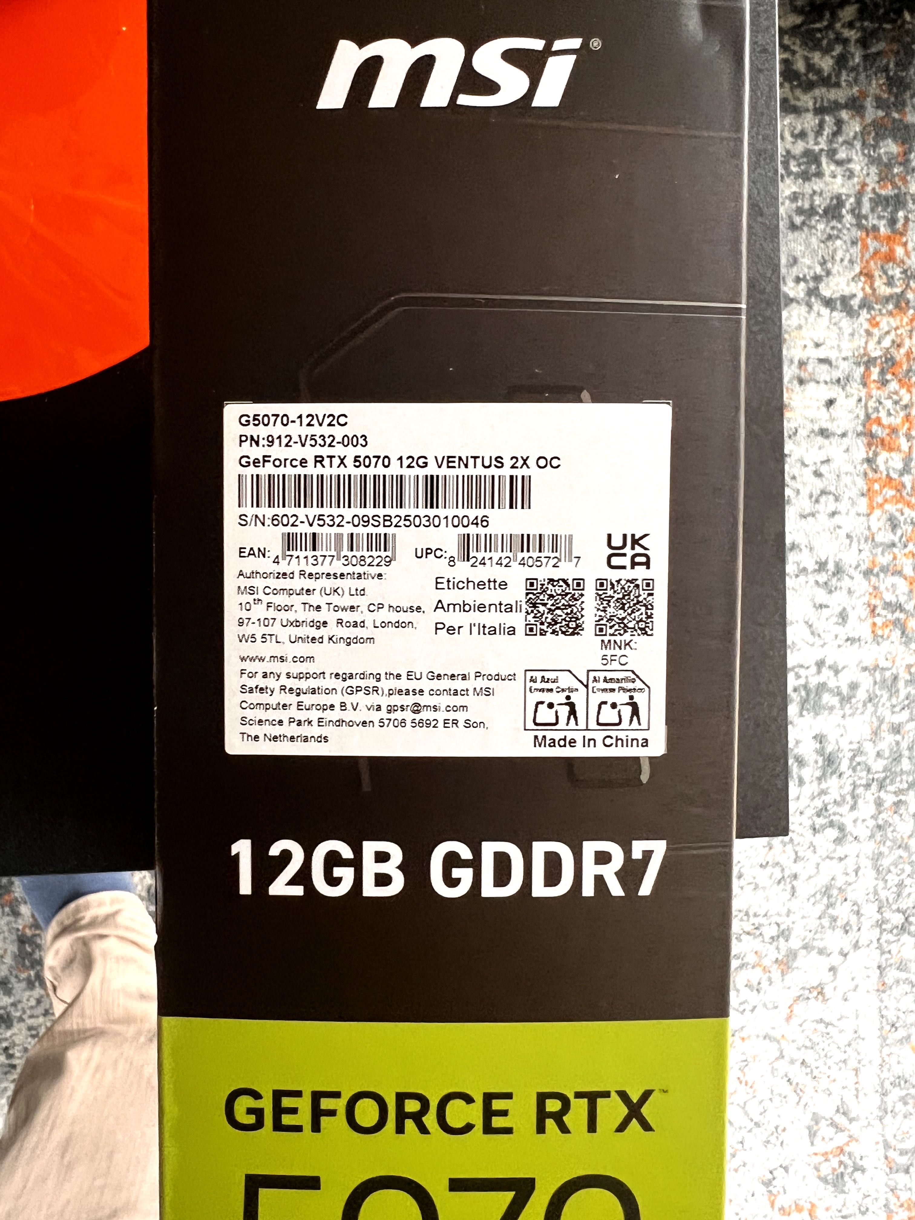 GeForce RTX 5070 12G VENTUS 2x OC