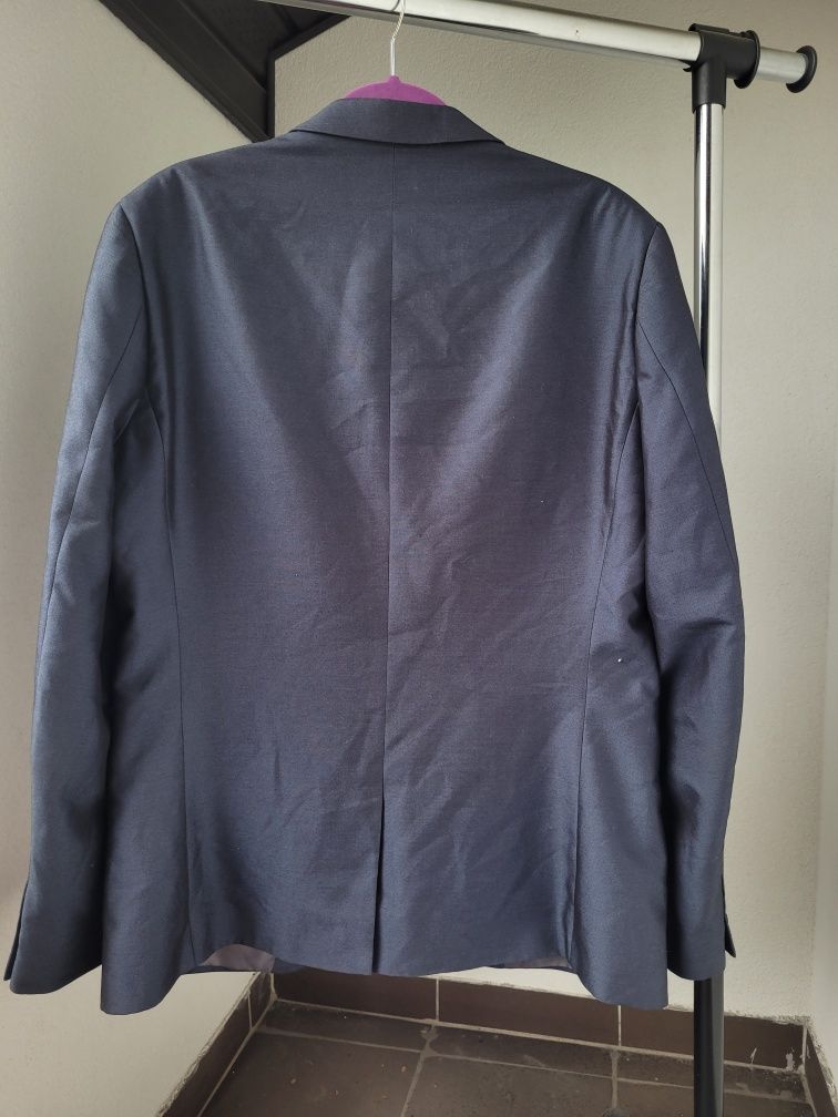 Next - niebieska elegancka męska marynarka z lekkim połyskiem r. XL