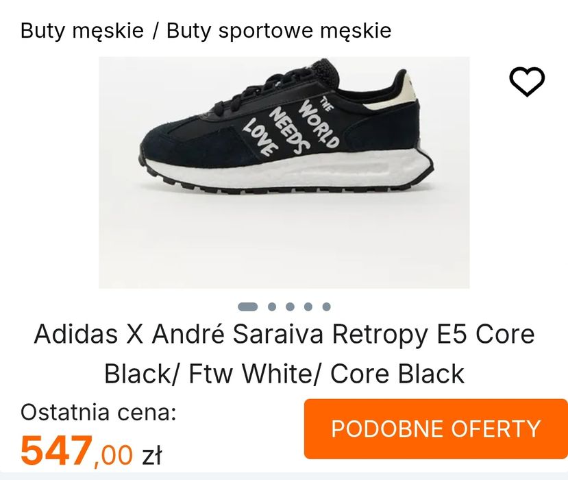 Nowe buty Adidas Retropy X Andre Saraiva 42.5 core E5 love czarne Blac