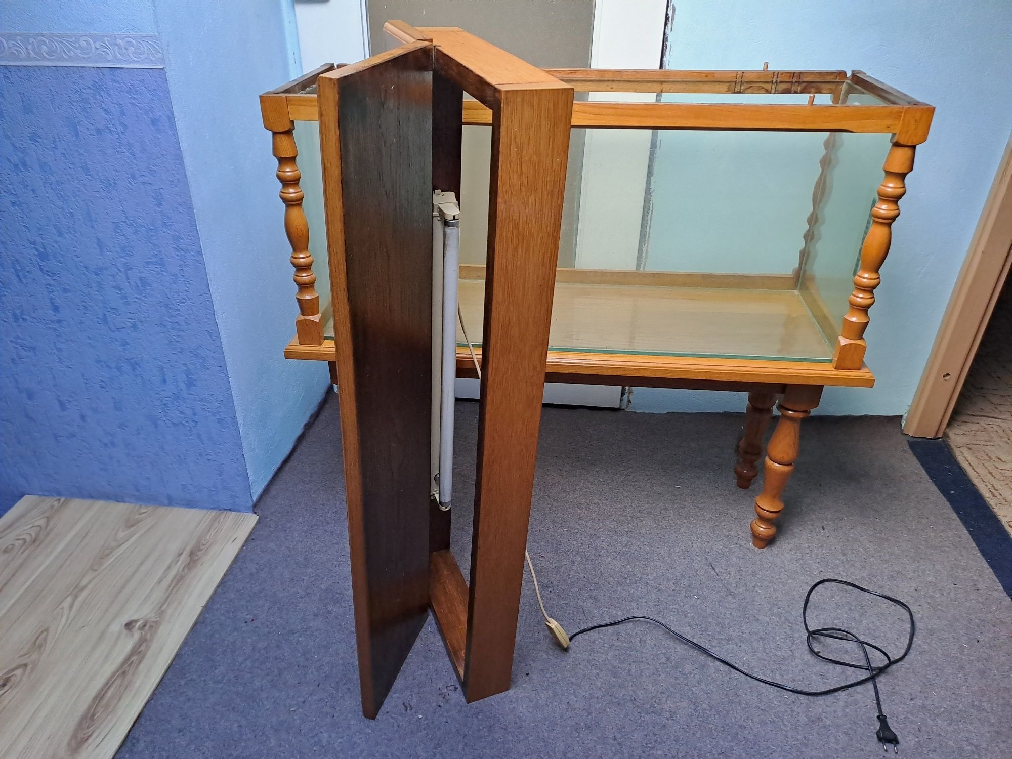 Akwarium 120l z filtrem i dębowym stolikiem