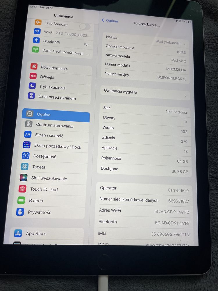 Sprzedam Ipad air 2 a1567