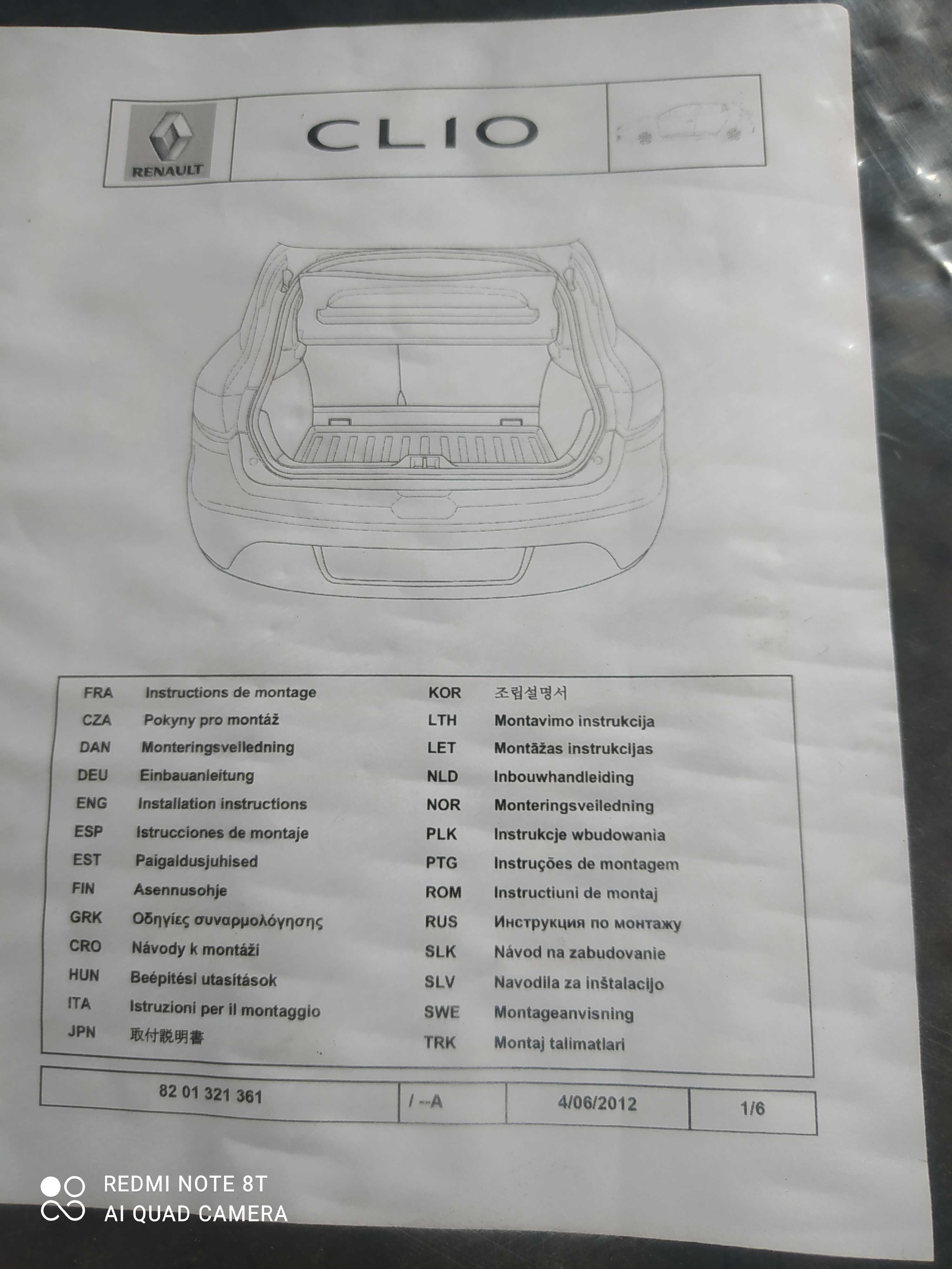 Clio IV Wkład mata bagażnika dwustronna NOWA ORG Renault 82.01.321.361