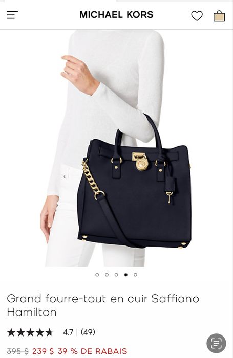 Женская черная кожаная сумка Michael Kors Hamilton оригинал шопер