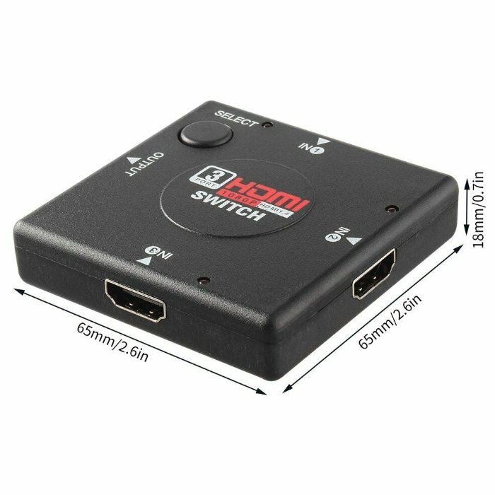 Mini Switcher Switch vídeo HDMI, 3 para 1 1080P