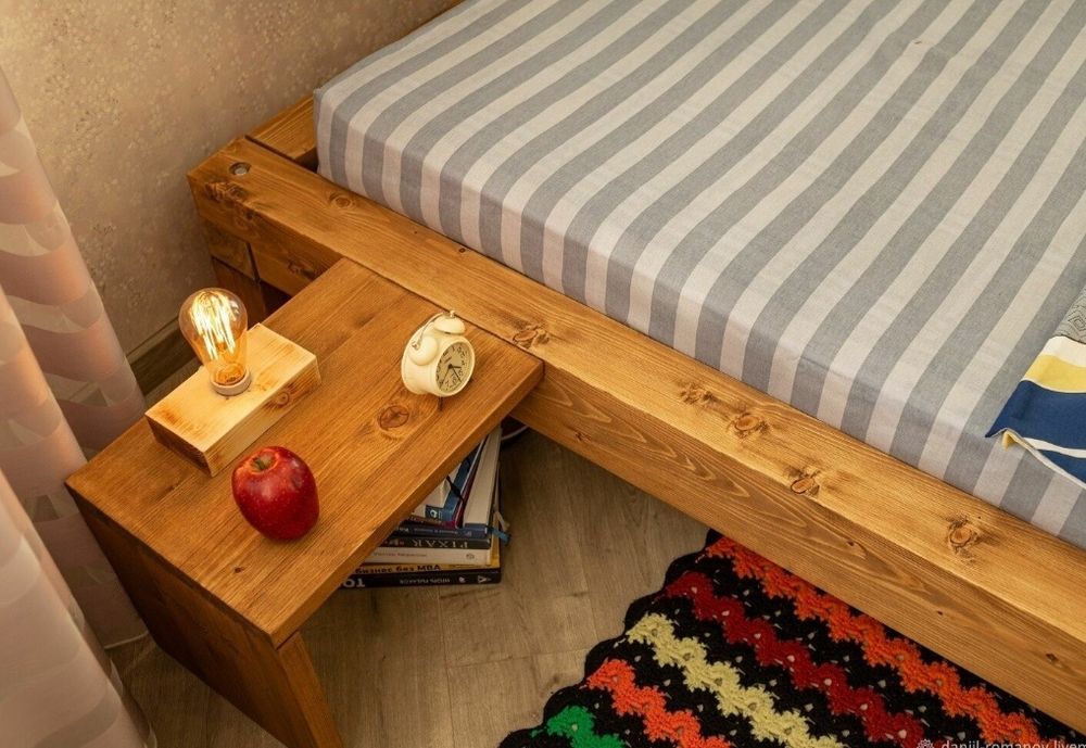 Łóżko z belek sosnowych pod materac 160x200