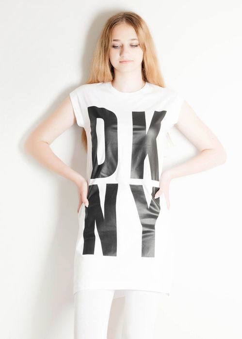 DKNY оригинал. Женская туника футболка майка белая лого XXS XS