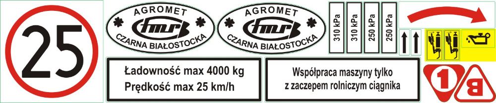 Naklejki rozrzutnika Czarna Białostocka 4t 3,5t oryginał