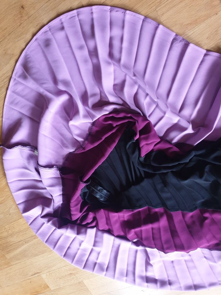 Spódnica plisowana czarna fioletowa XS 32 mohito