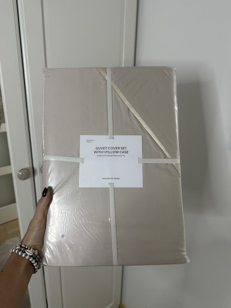 komplet posciel reserved 140x200 bezowa nowa