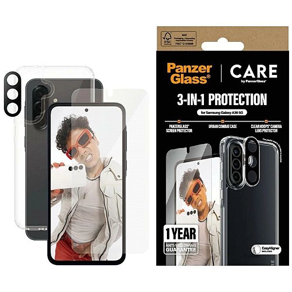Zestaw ochronny CARE by PanzerGlass Flagship 3w1 Etui+Szkło+Lens na Sa