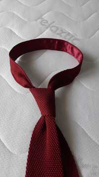 Krawat bordowy jedwabny typu knit
