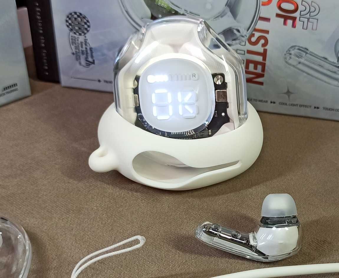 Бездротові блютуз навушники Acefast T8 Crystal прозорі звук ++