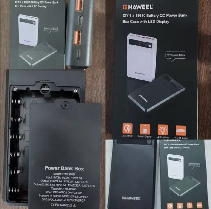 Корпус повербанку 6x18650 qc pd 22.5w швидка зарядка powerbank