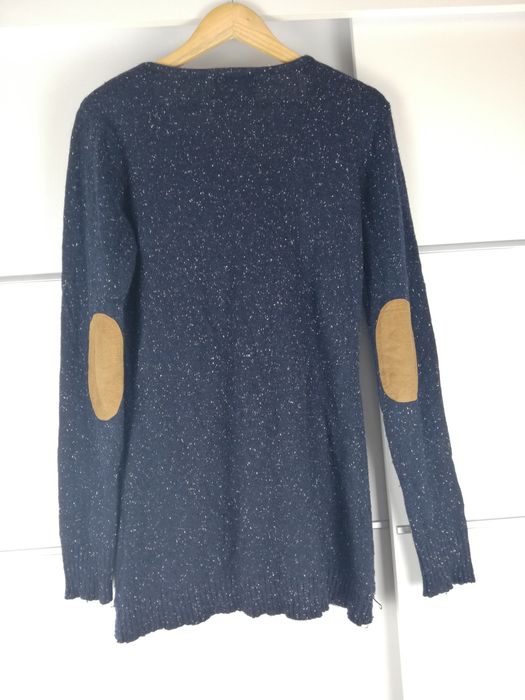 Sweter damski ciemnogranatowy droga mleczna gruby z guzikami L rozmiar