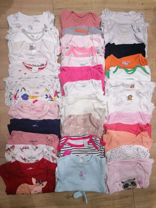 - 70% | Mega paka ok. 150 szt. dziewczynka r. 74+akcesoria |4 pory rok