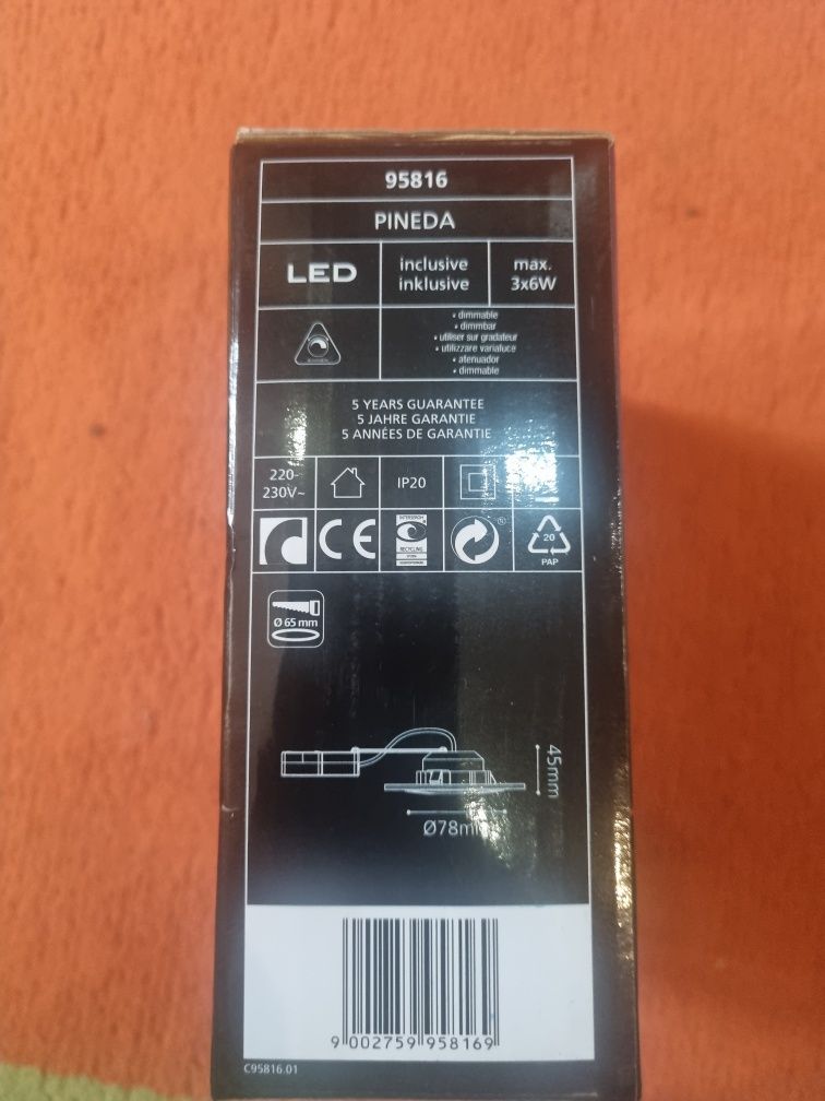 Wbudowane reflektory LED Eglo, 3szt  po 6W