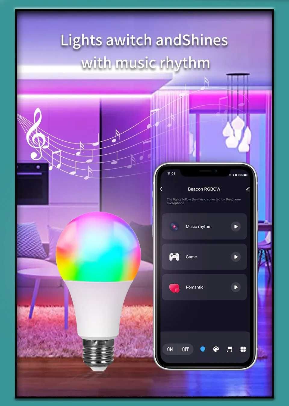 Tuya inteligentna żarówka Led E27 220V.
