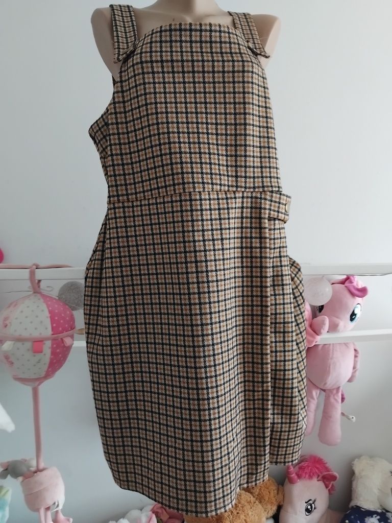 Sukienka ogrodniczka w kratkę kratka na ramiączkach L XL 40 42