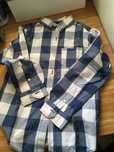 Camisa rapaz zara tam 5/6 quadrados azul e branco