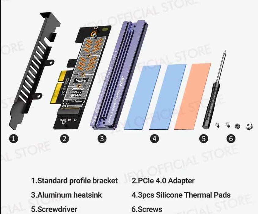 Адаптер JEYI M.2 NVME PCIe 4.0 3.0, радіатор