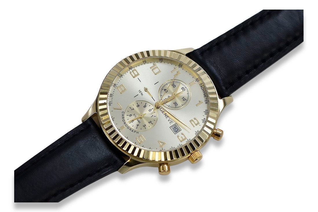 Złoty zegarek męski 14k 585 z żółtego złota Geneve mw007y Poznań