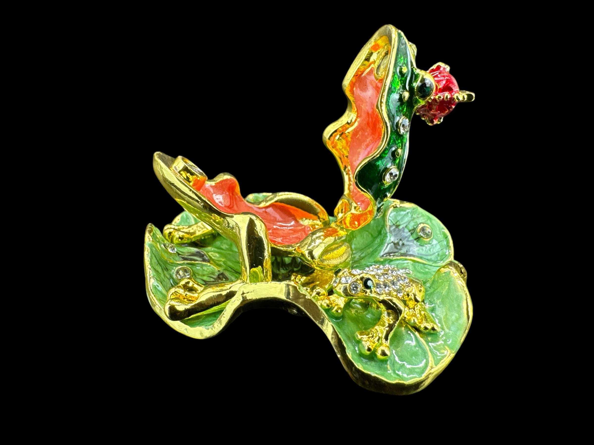 Żaba Na Liściu Szkatułka Styl Faberge P23090c