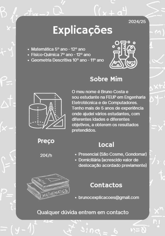 Explicações Matemática, Fisíco-Química e Geometria Descritiva
