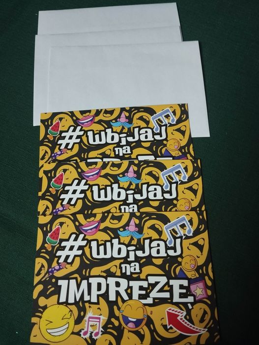 Zaproszenia na imprezę/urodziny 3 szt.z kopertami
