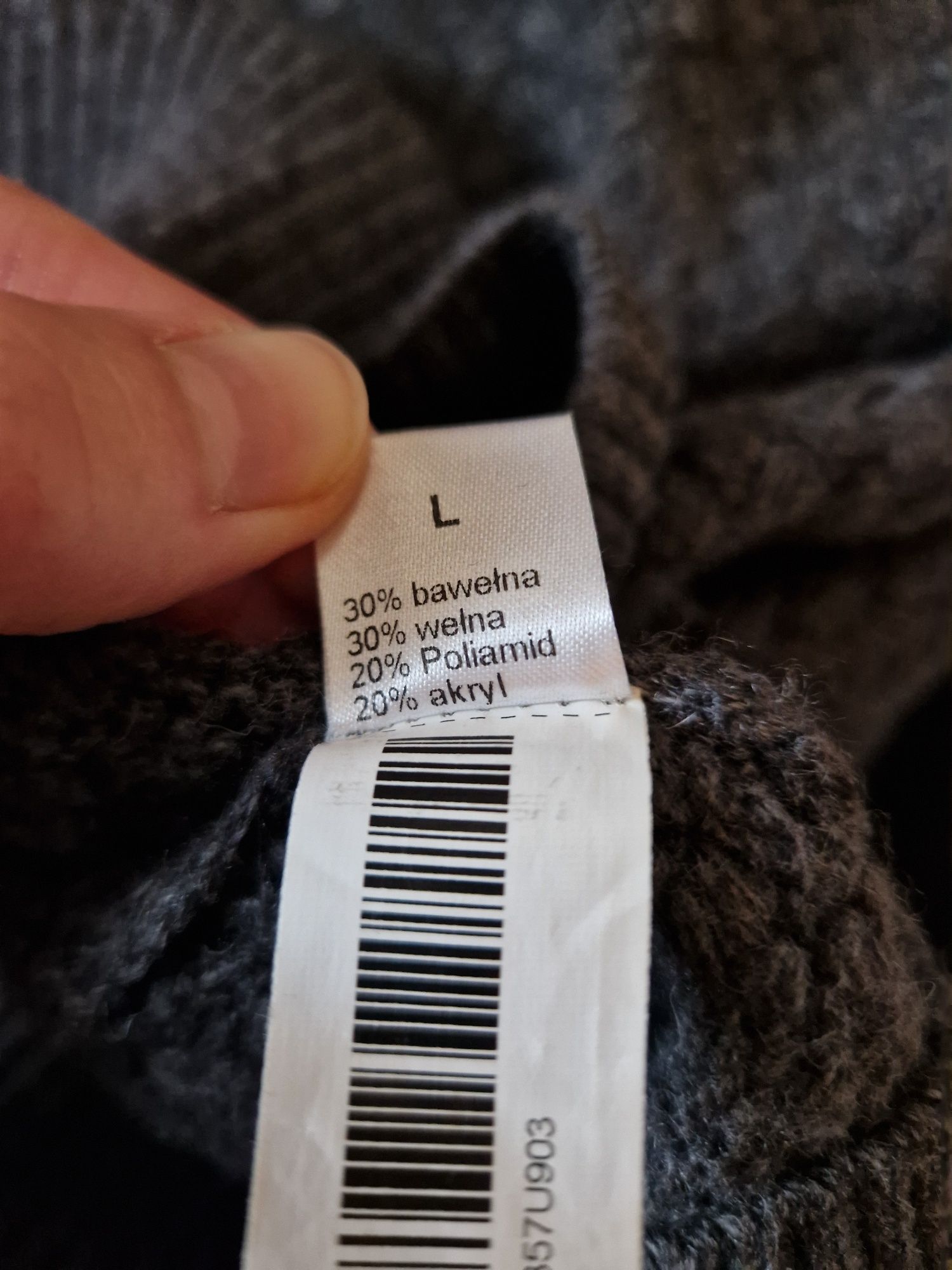 Szary męski sweter Vistula L, casualowy, ciepły, klasyczny