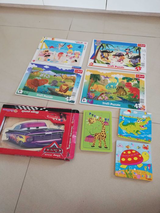 Duży Zestaw Puzzli dla dzieci 2+ w ramce 8szt drewniane puzzle