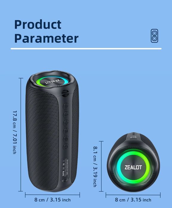 Портативная беспроводная акустическая система ZEALOT-MP2 Bluetooth 20W