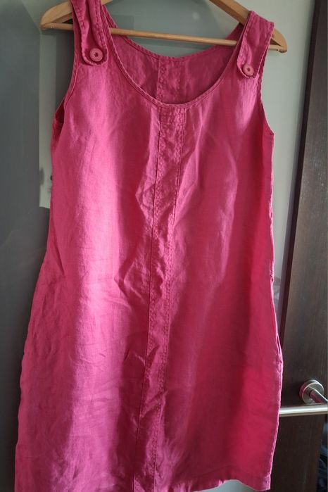 Różowa sukienka lniana letnia XL Taboo fuksja