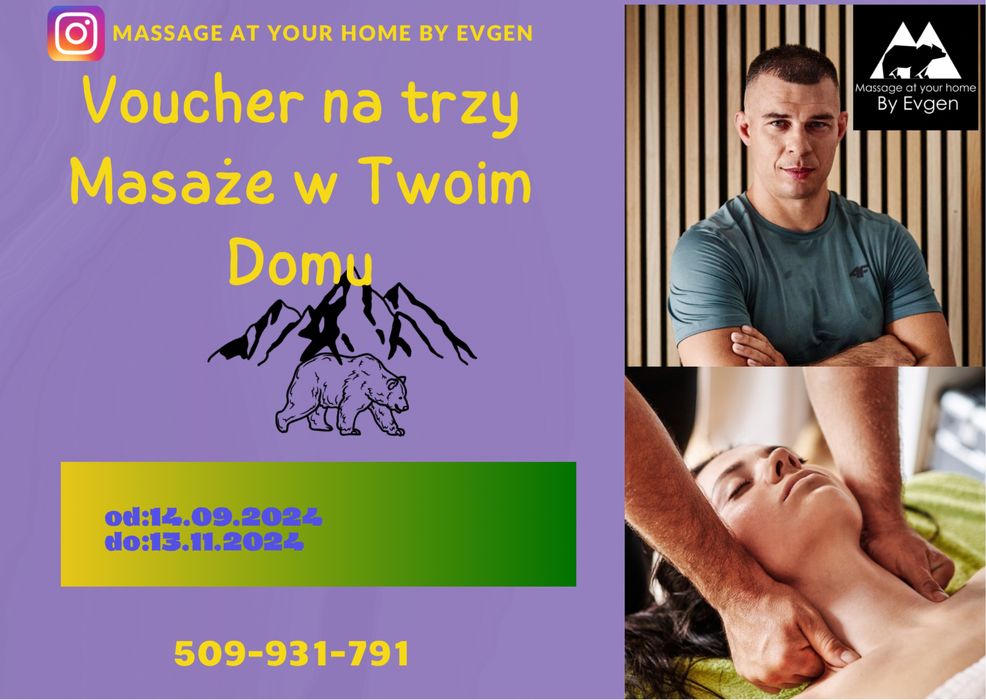 Masaż z dojazdem/ massage /relaksacyjny / sportowy /