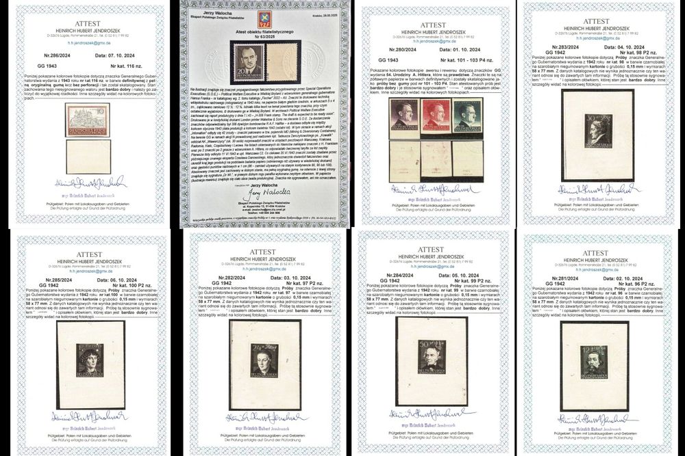 Kolekcja Znaczków GG - Hans Frank - Górale  Próby - Nz  Arkusze ATESTY