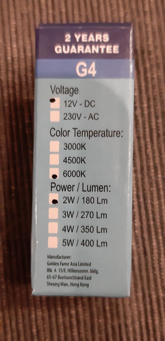G 4 ---12V---DC---6500 K---2 W---180 LM---4szt---wysylka gratis