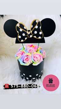 Tęczowe Róże Box Disney Myszka Minnie Premium Flower box flowerbox